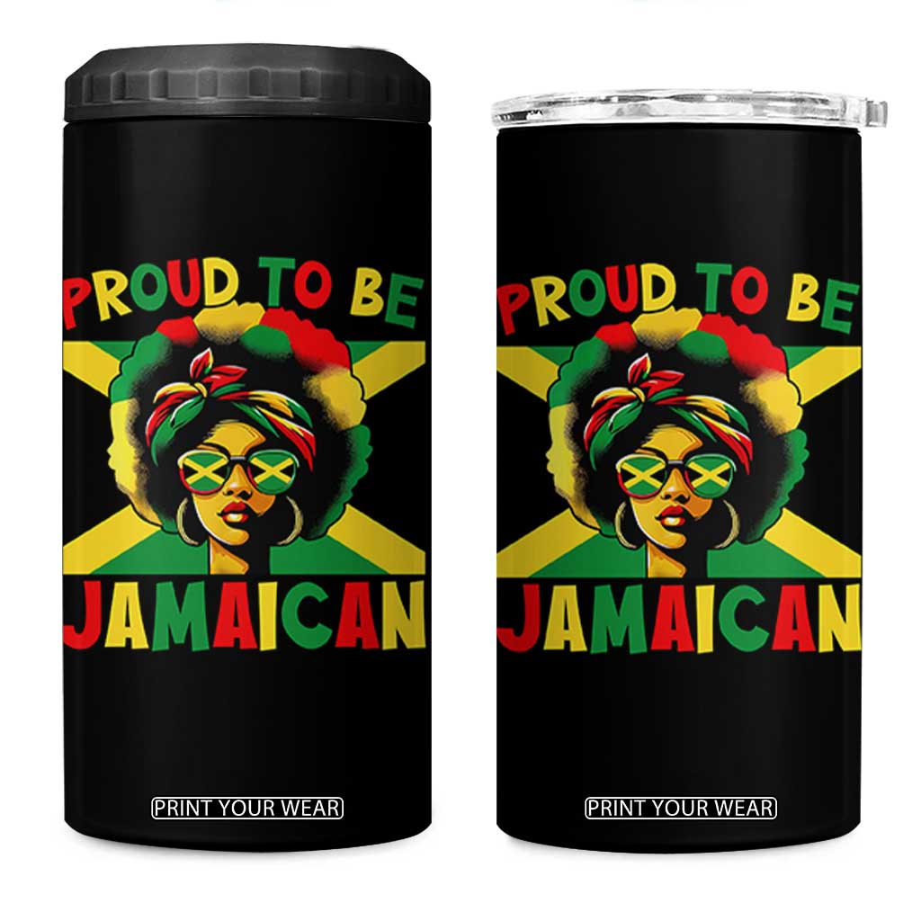 Proud To Be Jamaican 4 in 1 Can Cooler Tumbler Jamaica Pride Flag Girl Sunglasses TS11 One Size: 16 oz Black Print Your Wear