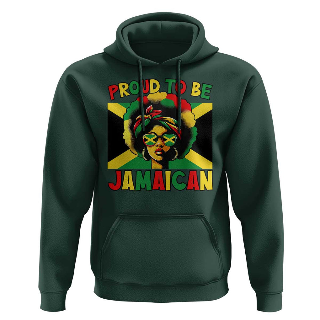 Proud To Be Jamaican Hoodie Jamaica Pride Flag Girl Sunglasses TS11 Dark Forest Green Print Your Wear