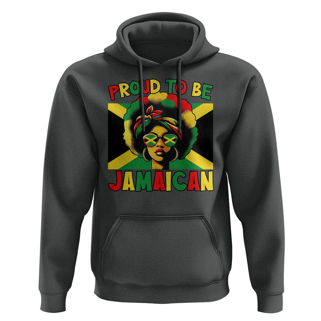 Proud To Be Jamaican Hoodie Jamaica Pride Flag Girl Sunglasses TS11 Dark Heather Print Your Wear