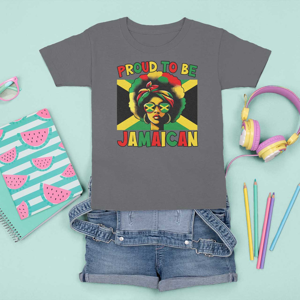 Proud To Be Jamaican T Shirt For Kid Jamaica Pride Flag Girl Sunglasses TS11 Charcoal Print Your Wear