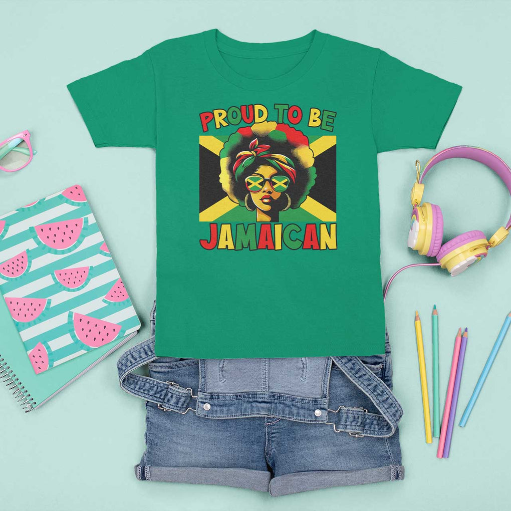 Proud To Be Jamaican T Shirt For Kid Jamaica Pride Flag Girl Sunglasses TS11 Irish Green Print Your Wear