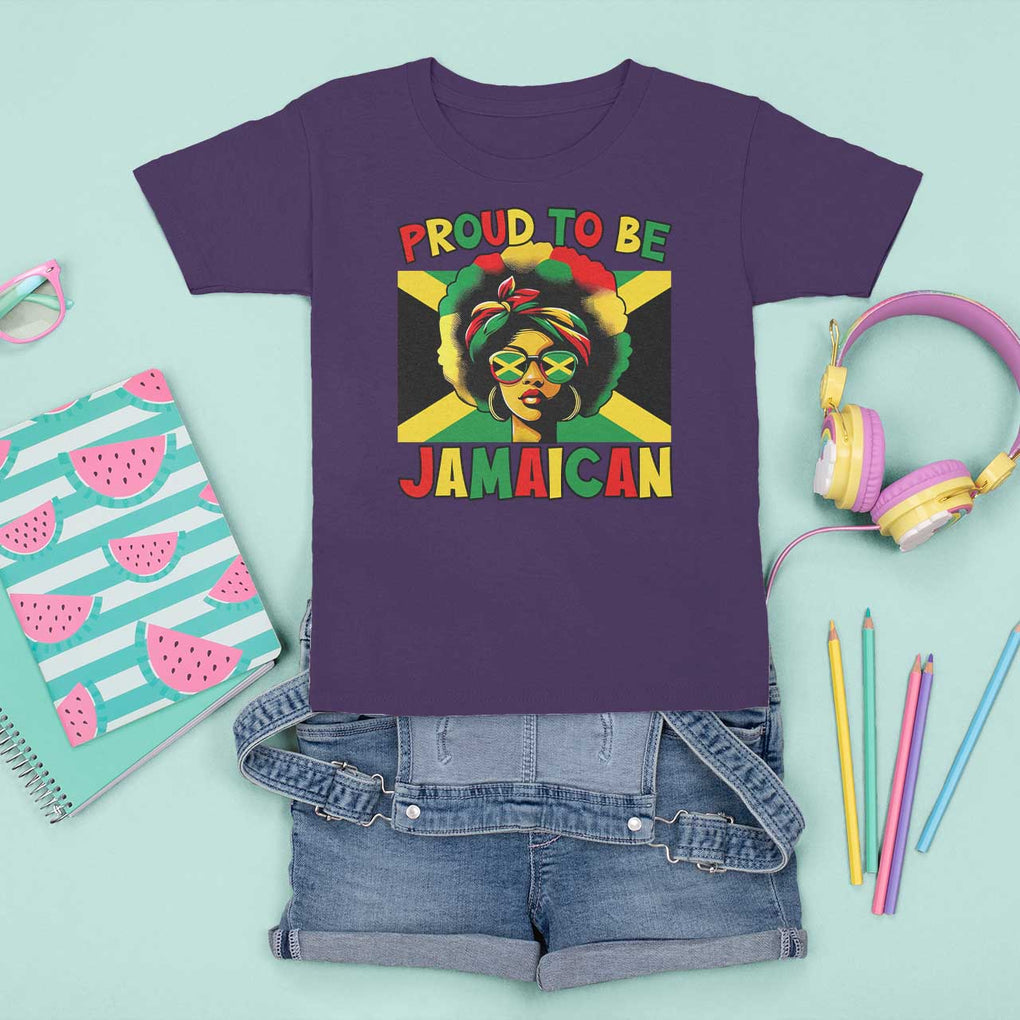 Proud To Be Jamaican T Shirt For Kid Jamaica Pride Flag Girl Sunglasses TS11 Purple Print Your Wear