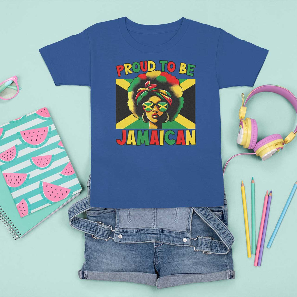 Proud To Be Jamaican T Shirt For Kid Jamaica Pride Flag Girl Sunglasses TS11 Royal Blue Print Your Wear