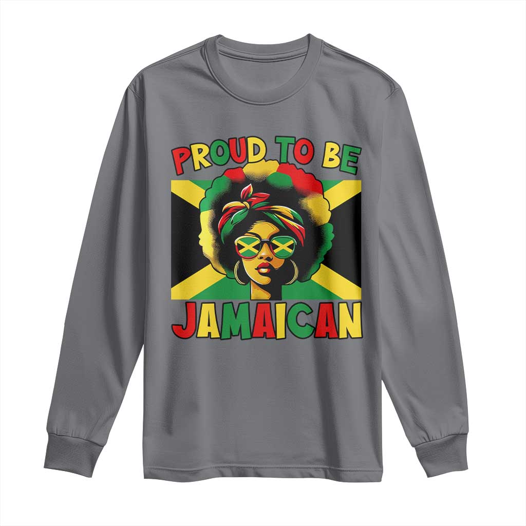 Proud To Be Jamaican Long Sleeve Shirt Jamaica Pride Flag Girl Sunglasses TS11 Charcoal Print Your Wear