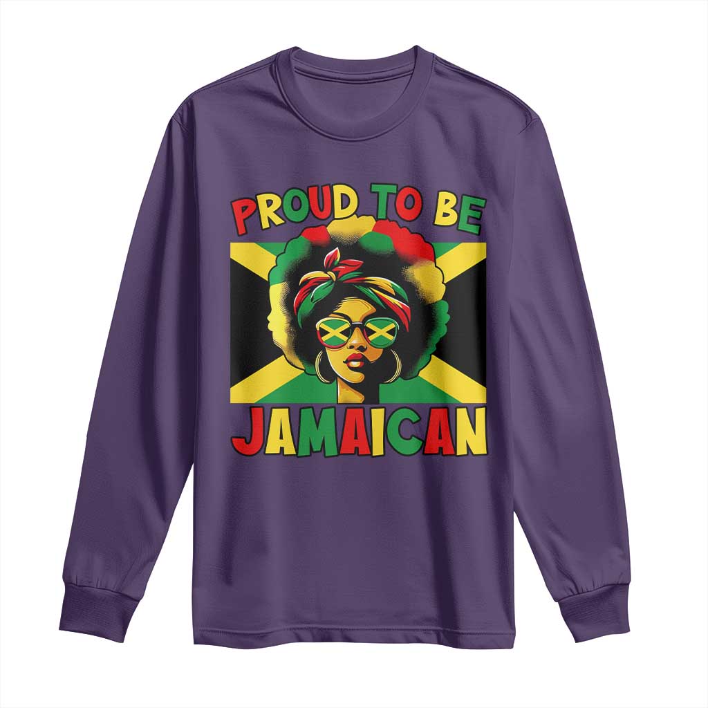 Proud To Be Jamaican Long Sleeve Shirt Jamaica Pride Flag Girl Sunglasses TS11 Purple Print Your Wear