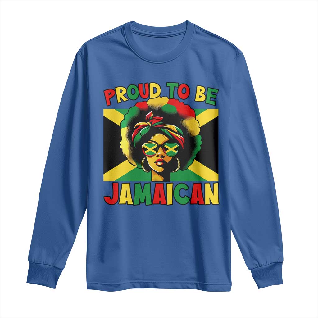 Proud To Be Jamaican Long Sleeve Shirt Jamaica Pride Flag Girl Sunglasses TS11 Royal Blue Print Your Wear
