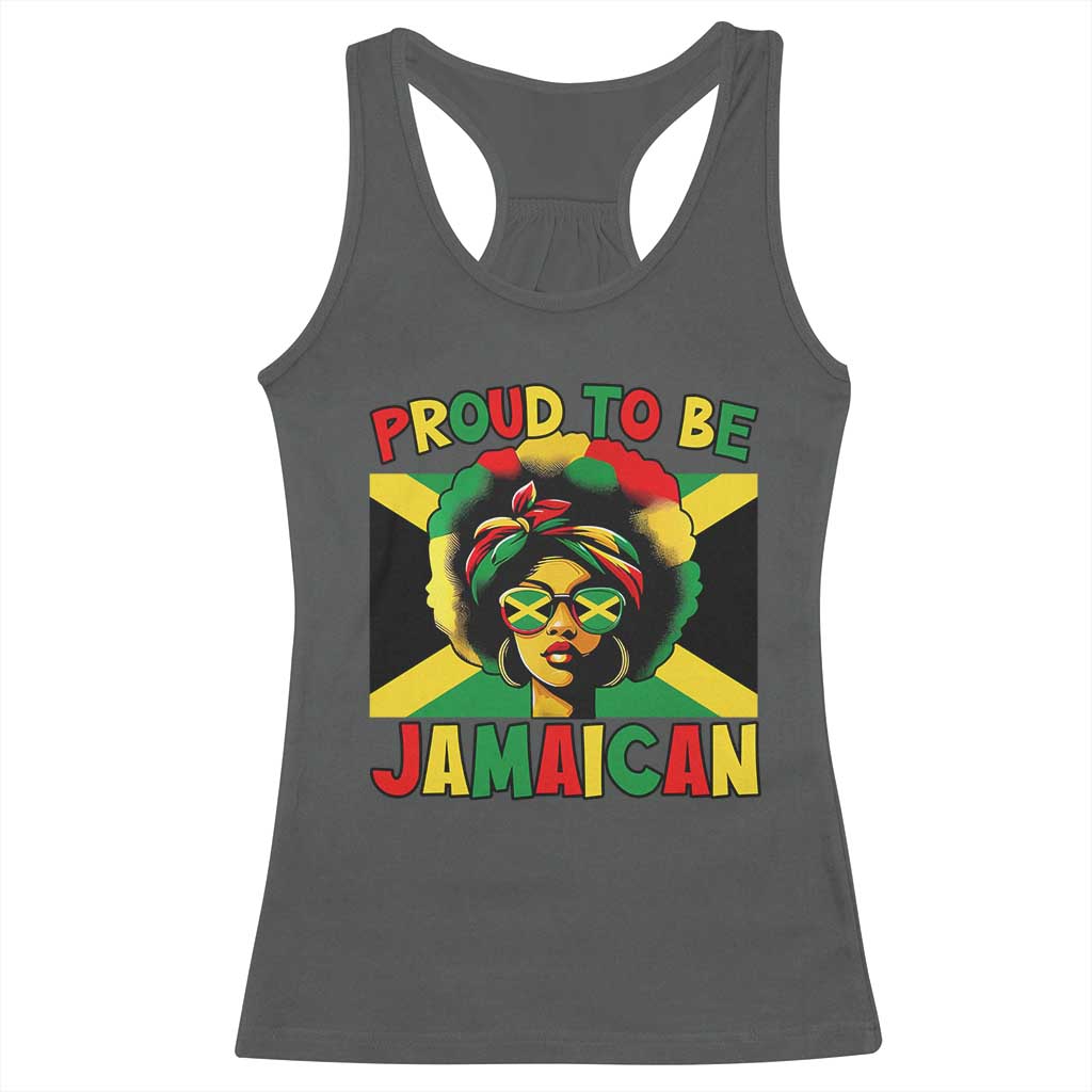 Proud To Be Jamaican Racerback Tank Top Jamaica Pride Flag Girl Sunglasses TS11 Dark Heather Print Your Wear