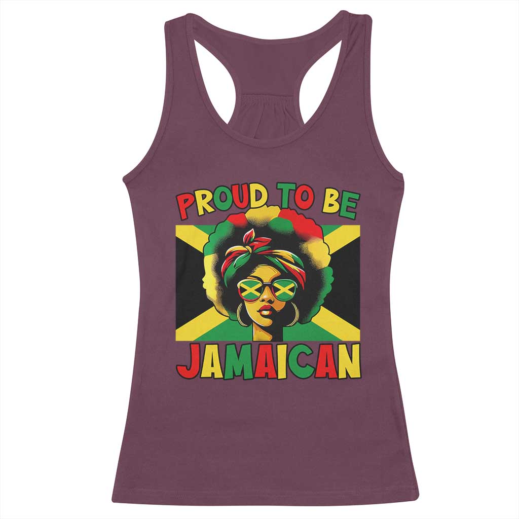 Proud To Be Jamaican Racerback Tank Top Jamaica Pride Flag Girl Sunglasses TS11 Maroon Print Your Wear