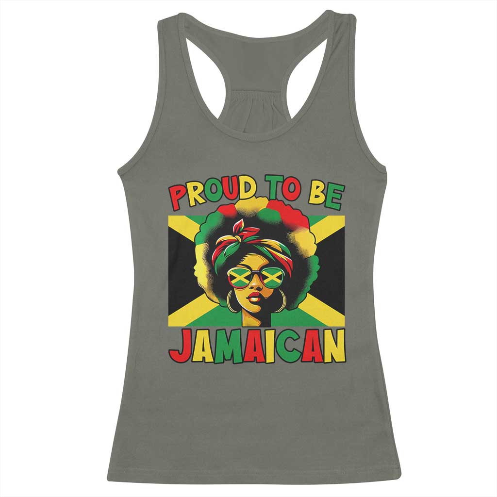 Proud To Be Jamaican Racerback Tank Top Jamaica Pride Flag Girl Sunglasses TS11 Military Green Print Your Wear