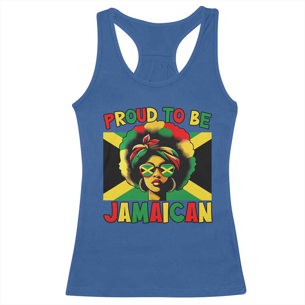 Proud To Be Jamaican Racerback Tank Top Jamaica Pride Flag Girl Sunglasses TS11 Royal Blue Print Your Wear