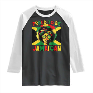 Proud To Be Jamaican Raglan Shirt Jamaica Pride Flag Girl Sunglasses TS11 Black White Print Your Wear