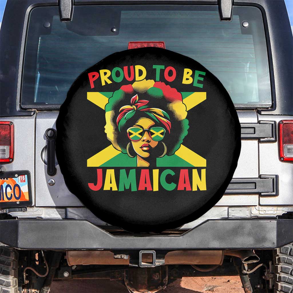 Proud To Be Jamaican Spare Tire Cover Jamaica Pride Flag Girl Sunglasses TS11 No hole Black Print Your Wear