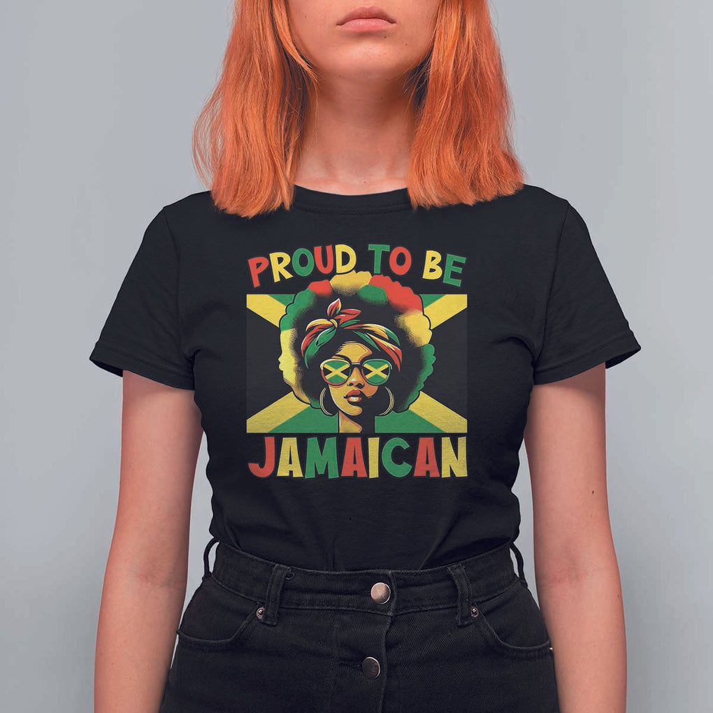 Proud To Be Jamaican T Shirt For Women Jamaica Pride Flag Girl Sunglasses TS11 Black Print Your Wear