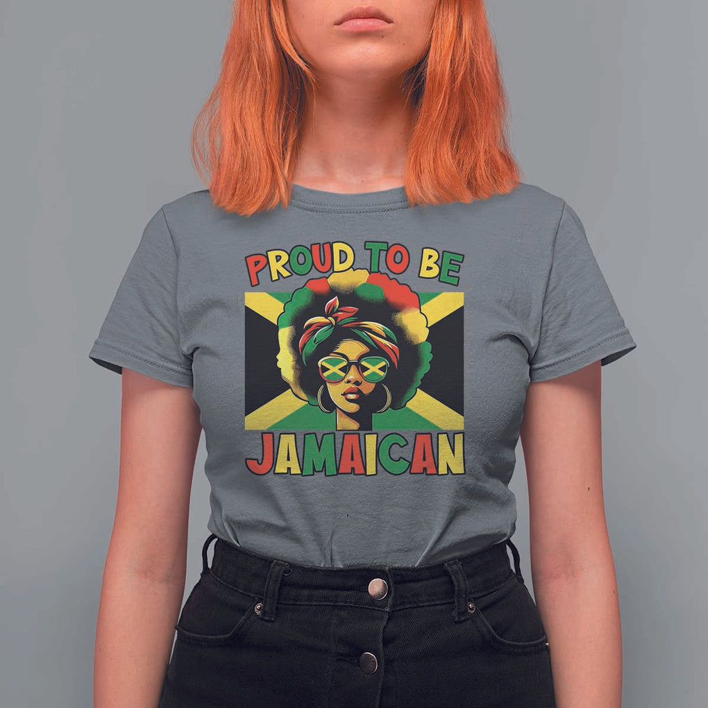 Proud To Be Jamaican T Shirt For Women Jamaica Pride Flag Girl Sunglasses TS11 Charcoal Print Your Wear