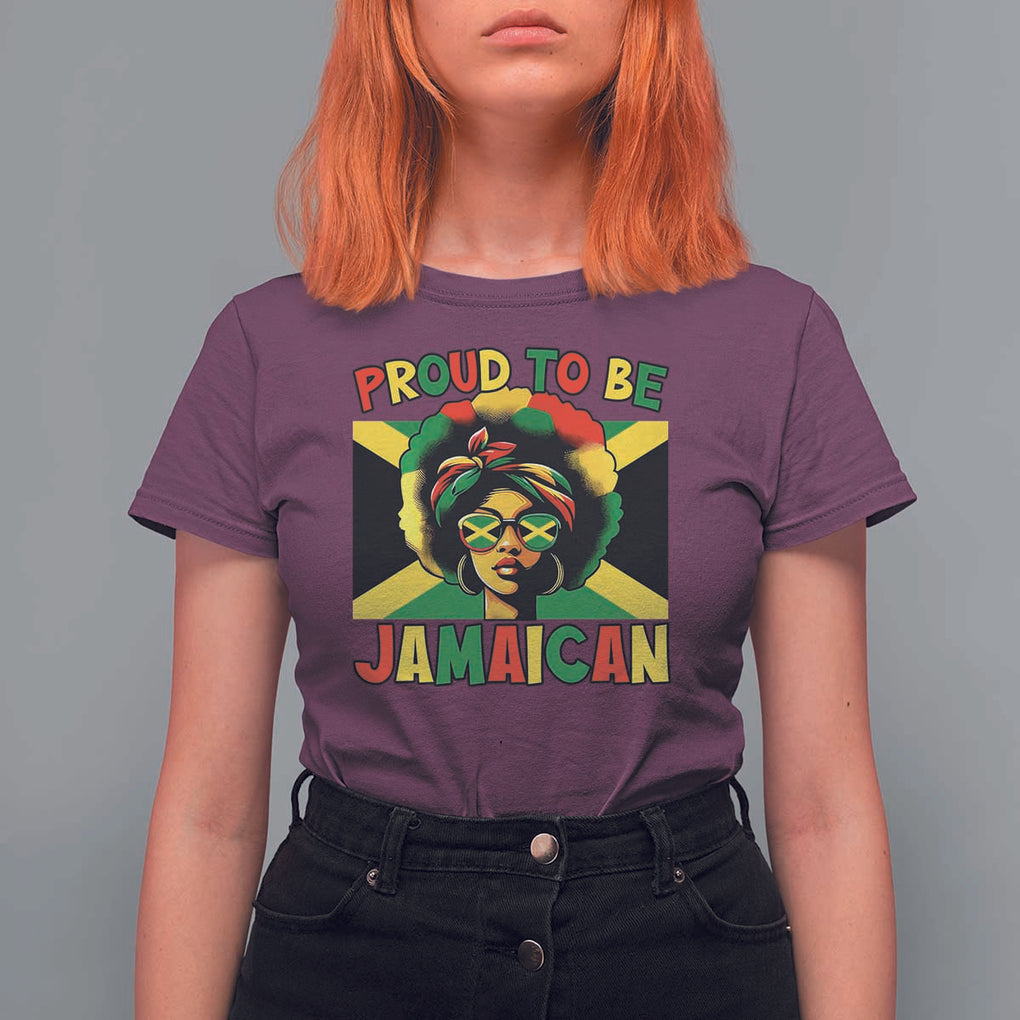 Proud To Be Jamaican T Shirt For Women Jamaica Pride Flag Girl Sunglasses TS11 Maroon Print Your Wear