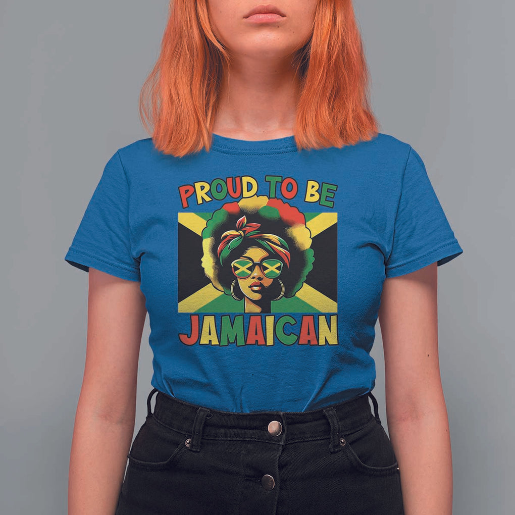 Proud To Be Jamaican T Shirt For Women Jamaica Pride Flag Girl Sunglasses TS11 Royal Blue Print Your Wear