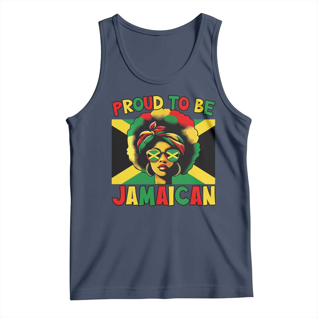 Proud To Be Jamaican Tank Top Jamaica Pride Flag Girl Sunglasses TS11 Navy Print Your Wear