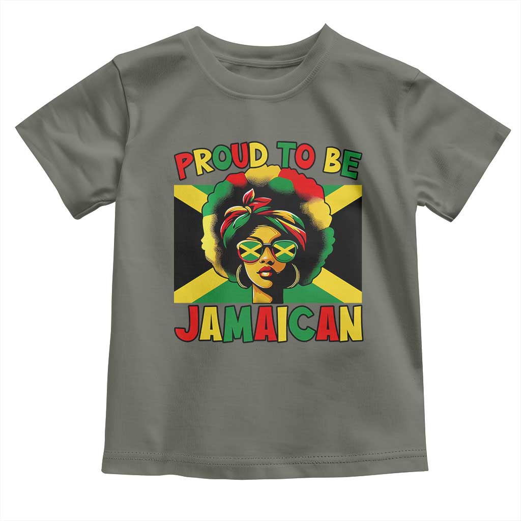 Proud To Be Jamaican Toddler T Shirt Jamaica Pride Flag Girl Sunglasses TS11 Military Green Print Your Wear