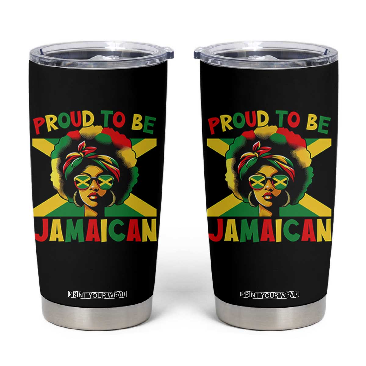 Proud To Be Jamaican Tumbler Cup Jamaica Pride Flag Girl Sunglasses TS11 Black Print Your Wear