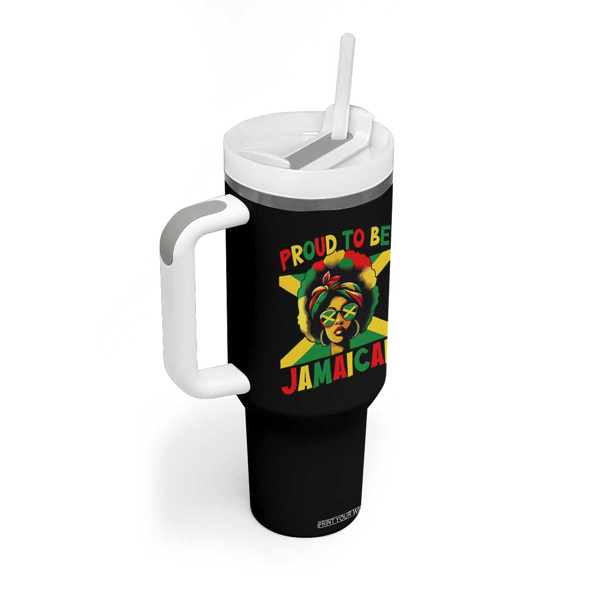 Proud To Be Jamaican Tumbler With Handle Jamaica Pride Flag Girl Sunglasses TS11 Print Your Wear