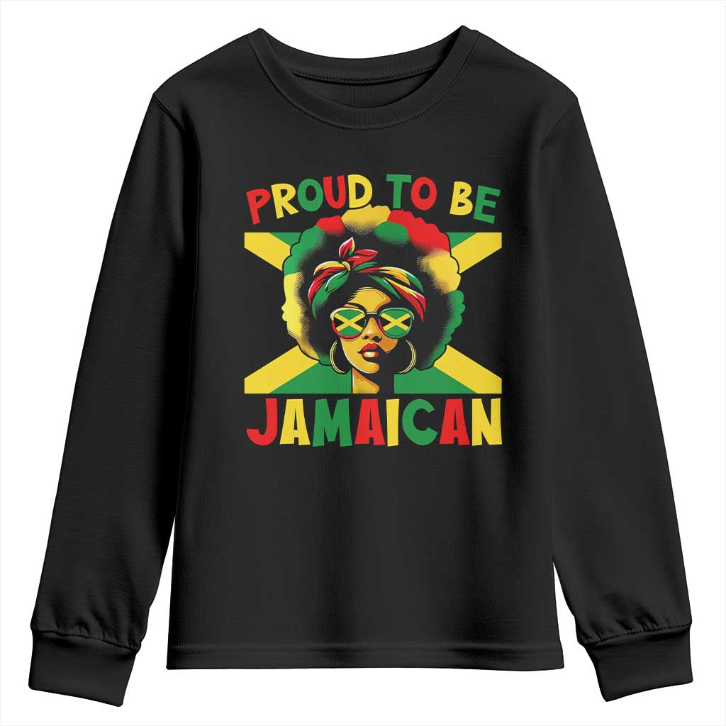 Proud To Be Jamaican Youth Sweatshirt Jamaica Pride Flag Girl Sunglasses TS11 Black Print Your Wear