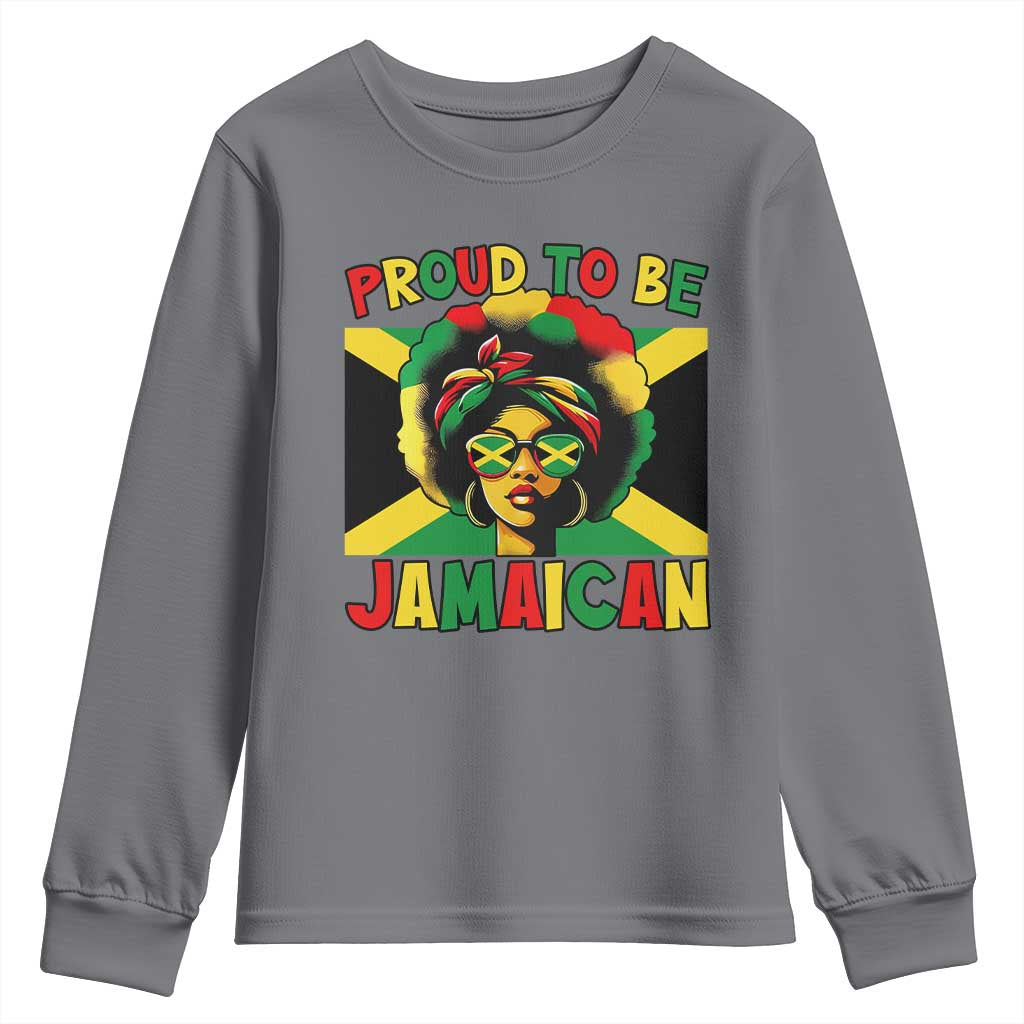 Proud To Be Jamaican Youth Sweatshirt Jamaica Pride Flag Girl Sunglasses TS11 Charcoal Print Your Wear