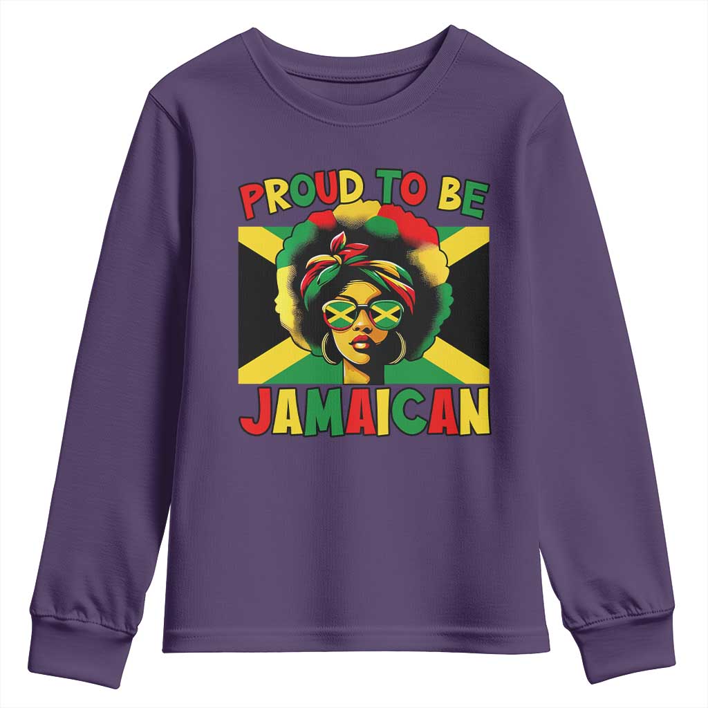Proud To Be Jamaican Youth Sweatshirt Jamaica Pride Flag Girl Sunglasses TS11 Purple Print Your Wear