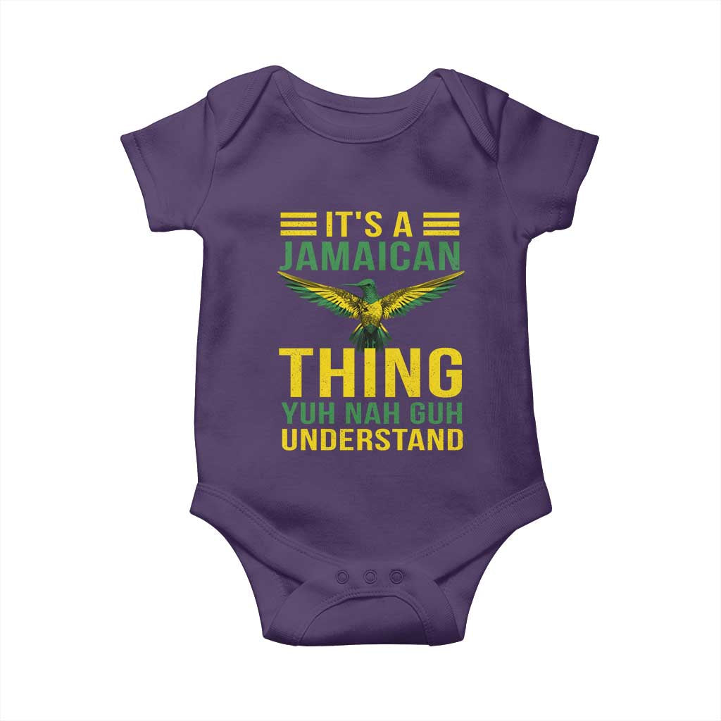 It's A Jamaican Thing Yuh Nah Guh Understand Baby Onesie Jamaica Hummingbird TS11 Purple Print Your Wear