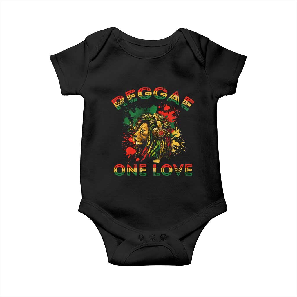 Reggae One Love Baby Onesie Rasta Music Jamaican Pride Headphones Lion TS11 Black Print Your Wear