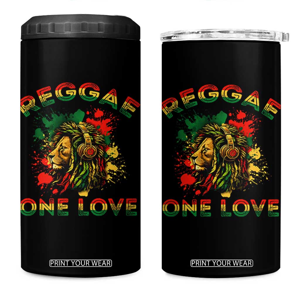 Reggae One Love 4 in 1 Can Cooler Tumbler Rasta Music Jamaican Pride Headphones Lion TS11 One Size: 16 oz Black Print Your Wear