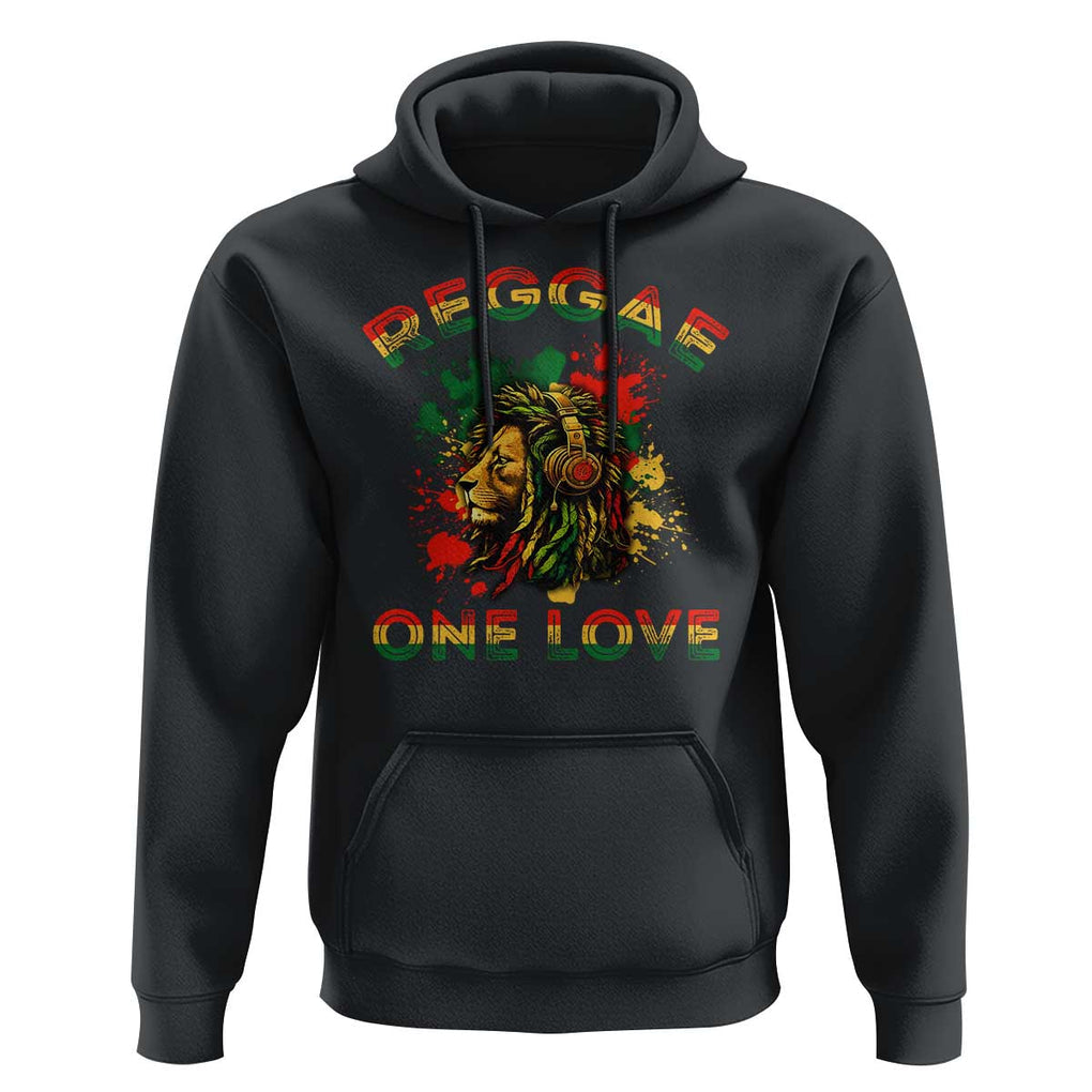 Reggae One Love Hoodie Rasta Music Jamaican Pride Headphones Lion TS11 Black Print Your Wear