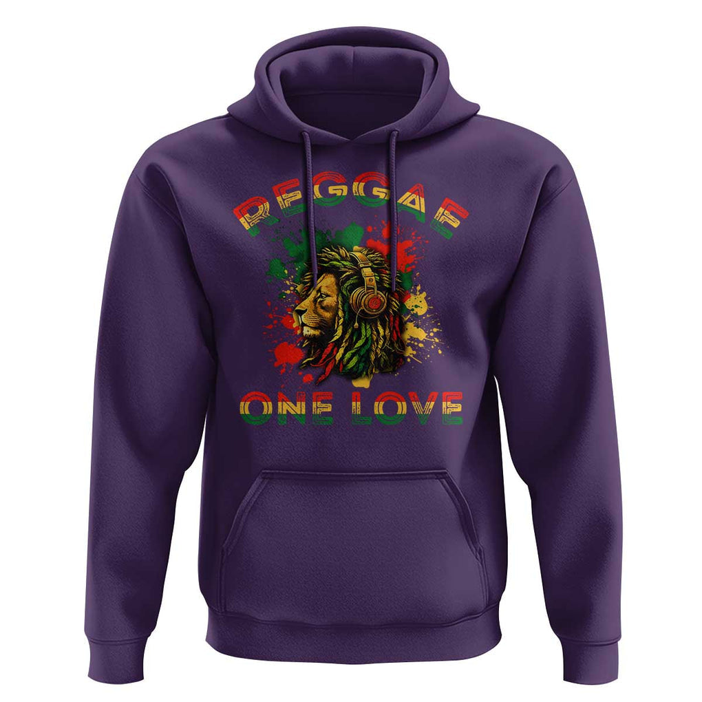 Reggae One Love Hoodie Rasta Music Jamaican Pride Headphones Lion TS11 Purple Print Your Wear