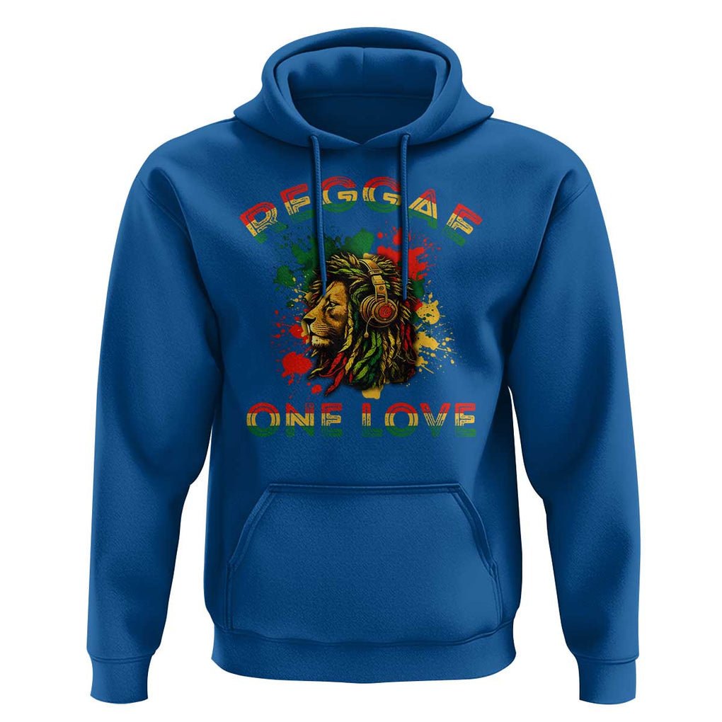 Reggae One Love Hoodie Rasta Music Jamaican Pride Headphones Lion TS11 Royal Blue Print Your Wear