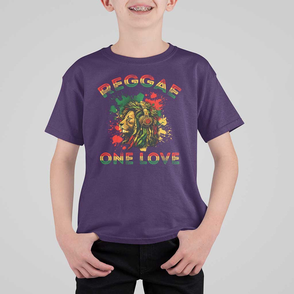 Reggae One Love T Shirt For Kid Rasta Music Jamaican Pride Headphones Lion TS11 Purple Print Your Wear