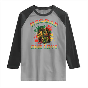 Reggae One Love Raglan Shirt Rasta Music Jamaican Pride Headphones Lion TS11 Sport Gray Black Print Your Wear
