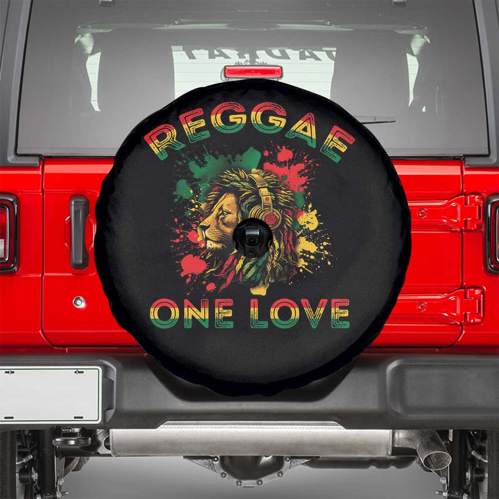 Reggae One Love Spare Tire Cover Rasta Music Jamaican Pride Headphones Lion TS11 Black Print Your Wear