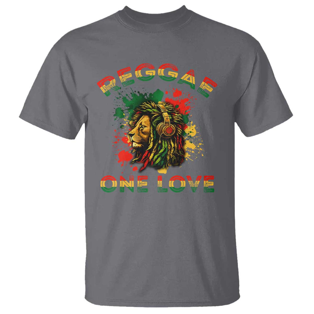 Reggae One Love T Shirt Rasta Music Jamaican Pride Headphones Lion TS11 Charcoal Print Your Wear