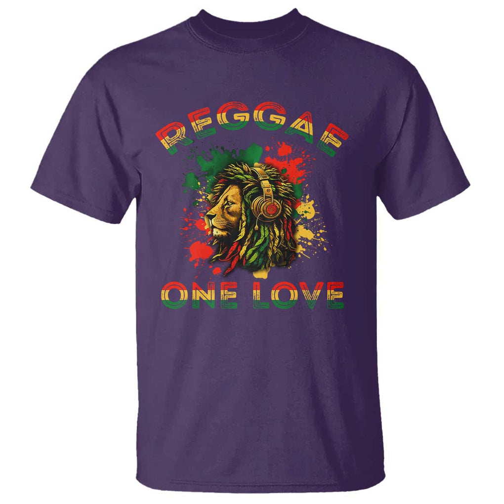 Reggae One Love T Shirt Rasta Music Jamaican Pride Headphones Lion TS11 Purple Print Your Wear