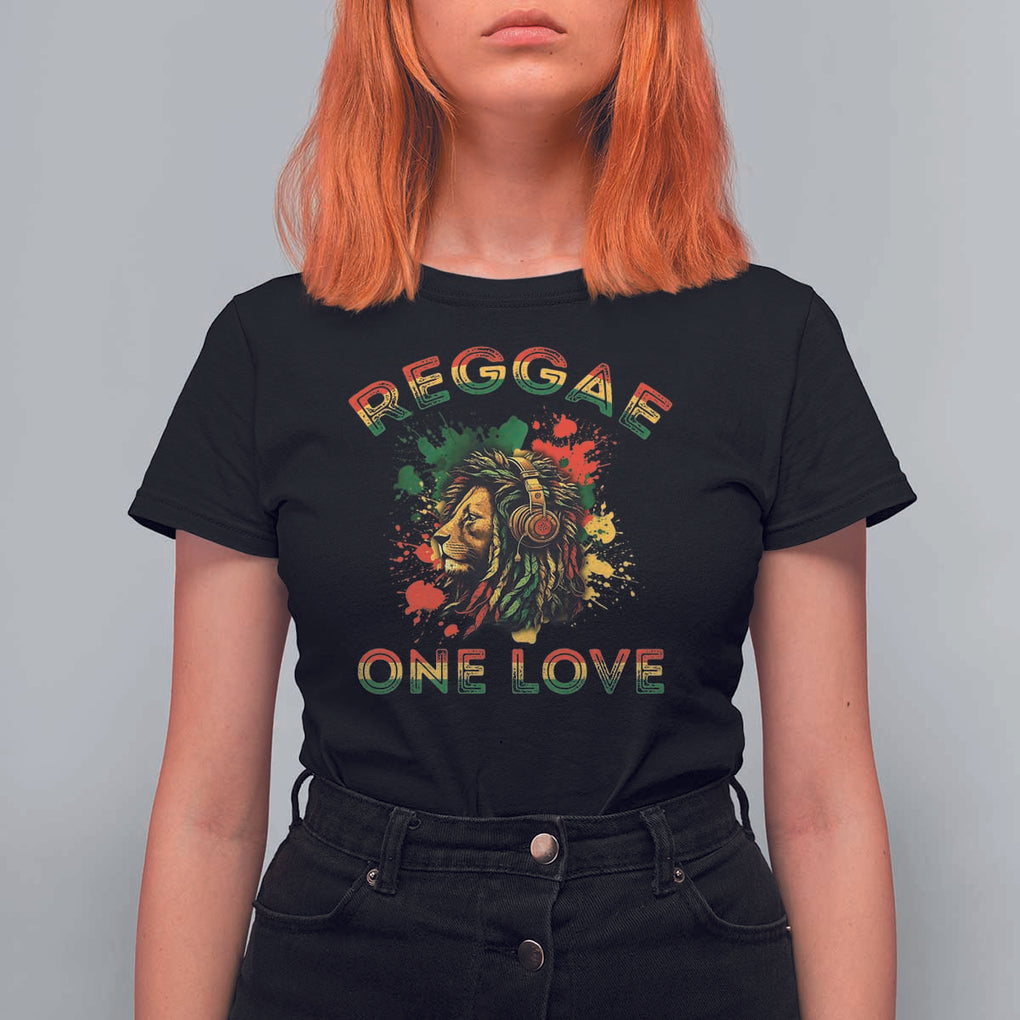 Reggae One Love T Shirt For Women Rasta Music Jamaican Pride Headphones Lion TS11 Black Print Your Wear