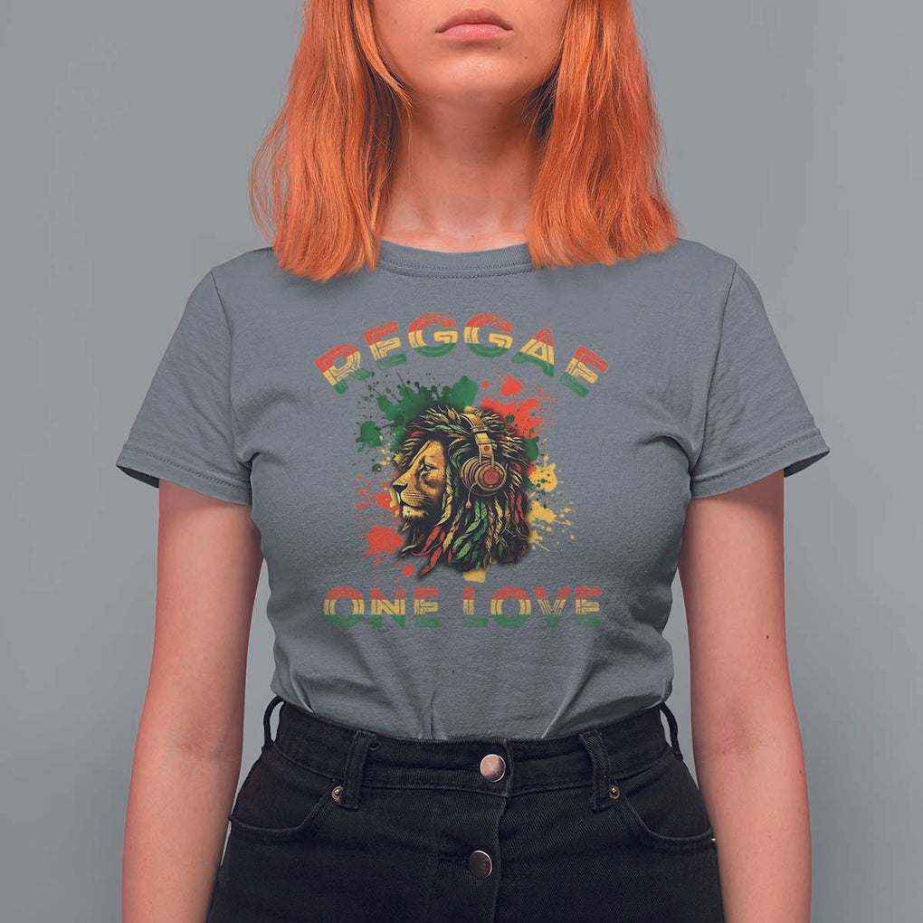 Reggae One Love T Shirt For Women Rasta Music Jamaican Pride Headphones Lion TS11 Charcoal Print Your Wear