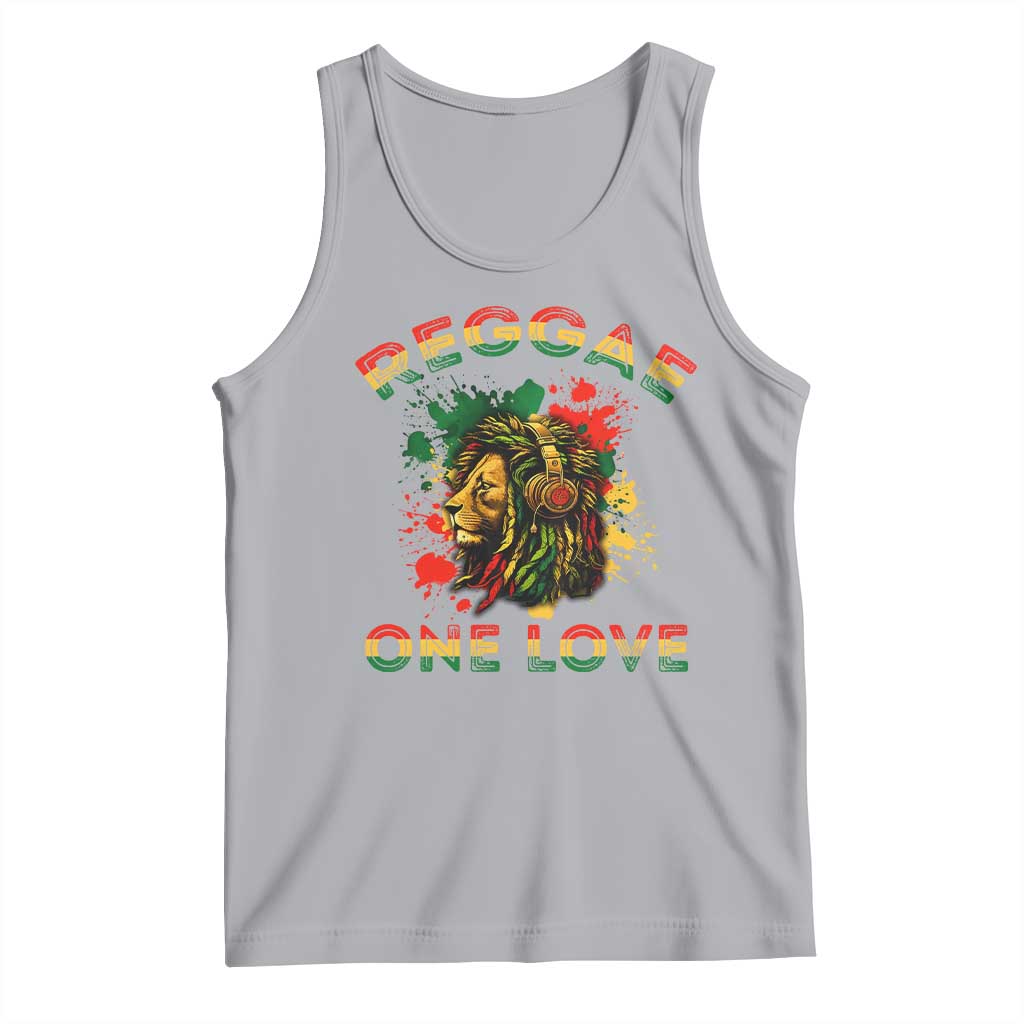 Reggae One Love Tank Top Rasta Music Jamaican Pride Headphones Lion TS11 Athletic Heather Print Your Wear