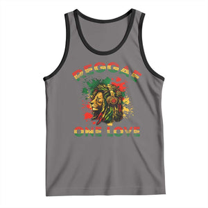 Reggae One Love Tank Top Rasta Music Jamaican Pride Headphones Lion TS11 Deep Heather Black Print Your Wear