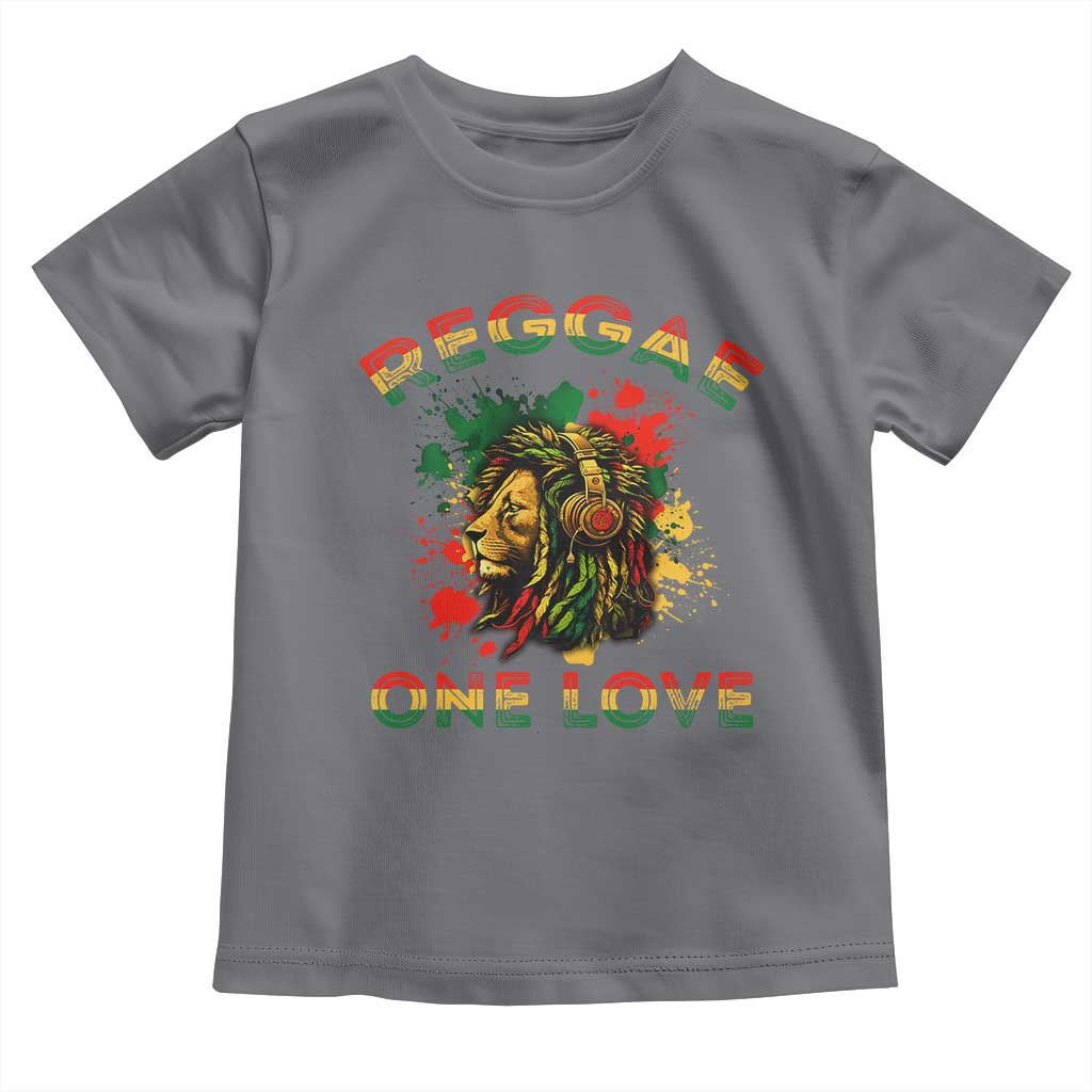 Reggae One Love Toddler T Shirt Rasta Music Jamaican Pride Headphones Lion TS11 Charcoal Print Your Wear