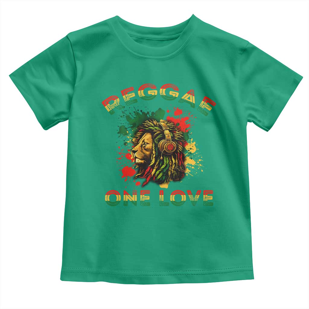Reggae One Love Toddler T Shirt Rasta Music Jamaican Pride Headphones Lion TS11 Irish Green Print Your Wear