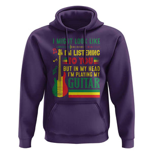 Rasta Reggae Music Hoodie Funny I Might Look Like I'm Listening But I'm Playing My Guitar TS11 Purple Print Your Wear
