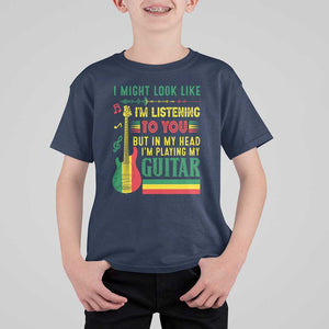 Rasta Reggae Music T Shirt For Kid Funny I Might Look Like I'm Listening But I'm Playing My Guitar TS11 Navy Print Your Wear
