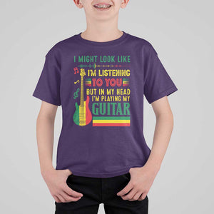 Rasta Reggae Music T Shirt For Kid Funny I Might Look Like I'm Listening But I'm Playing My Guitar TS11 Purple Print Your Wear