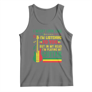 Rasta Reggae Music Tank Top Funny I Might Look Like I'm Listening But I'm Playing My Guitar TS11 Black Heather Print Your Wear