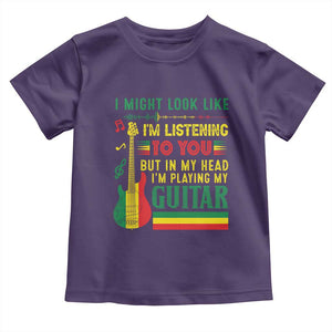 Rasta Reggae Music Toddler T Shirt Funny I Might Look Like I'm Listening But I'm Playing My Guitar TS11 Purple Print Your Wear
