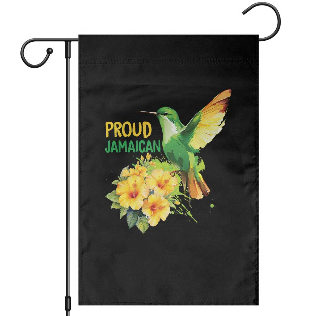 Proud Jamaican Garden Flag Jamaica Flag Hummingbird Hibiscus TS11 Black Print Your Wear